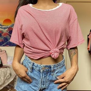 Brandy Melville Red/White Stripe Tee